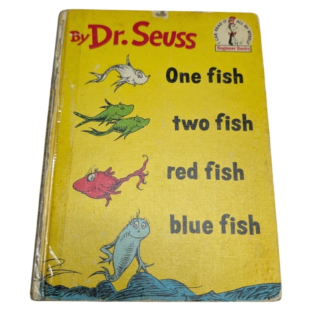 Vintage Dr Seuss One Fish Two Fish Red Fish Blue Fish‎ Hardcover Beginner Books